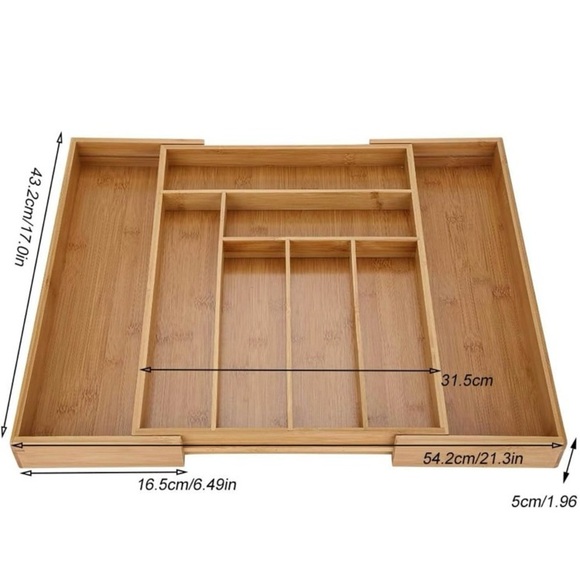 Expandable Bamboo Utensils Office Organizing Tray Drawer - Picture 4 of 6